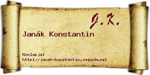 Janák Konstantin névjegykártya